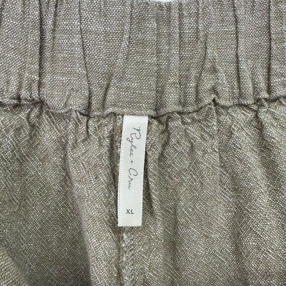 Rylee + Cru Women’s Fern Washed Out Green Linen Blend High Waisted Trouser Pant - Picture 5 of 11